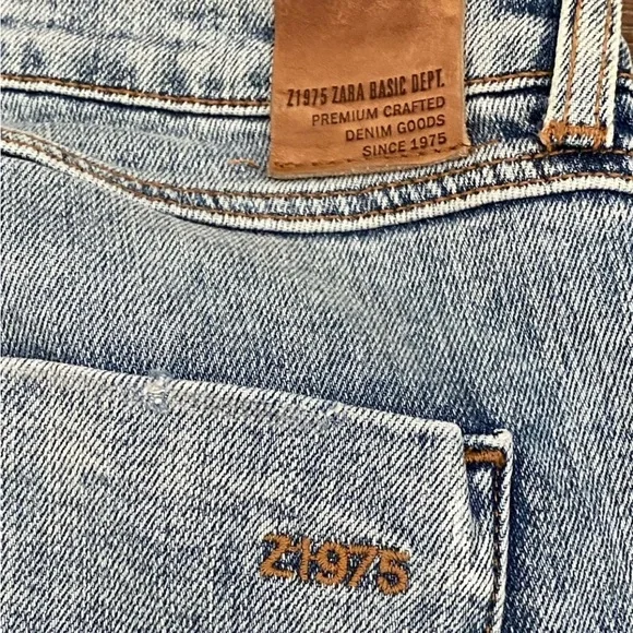 Zara Basic Jeans Women's Sz 4 Denim Z1975 Ankle Cuffed Mid Rise Straight Leg - Picture 16 of 16